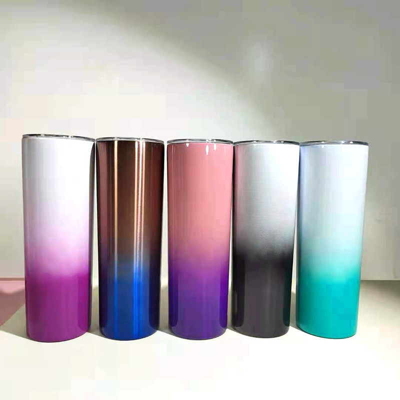Bicchiere skinny colorato a doppia parete con gradiente dritto totale da 20 once ((3)