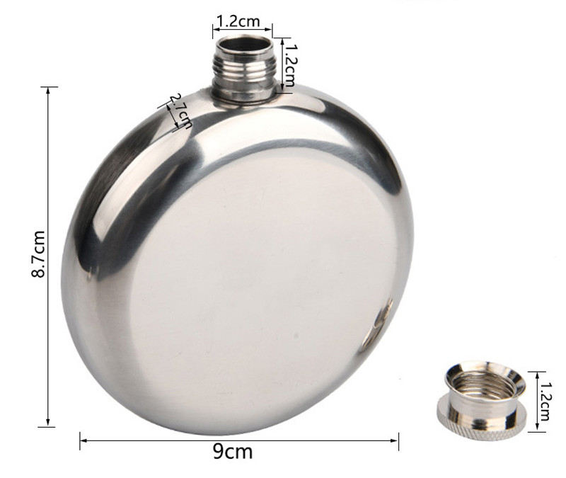 5oz stainless steel single wall round wine hip flask nga adunay screw lids (4)