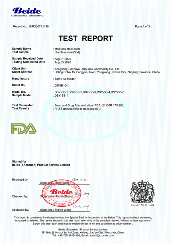 FDA сертификаты