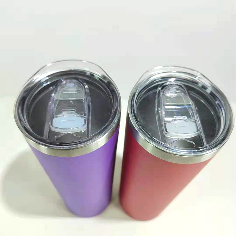 double wall vacuum insulated 20oz total straight skinny tumbler stainless steel mugs with le ( (3)