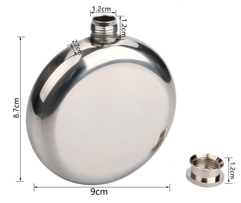 5oz stainless steel single wall round wine hip flask with a screw lids (4)