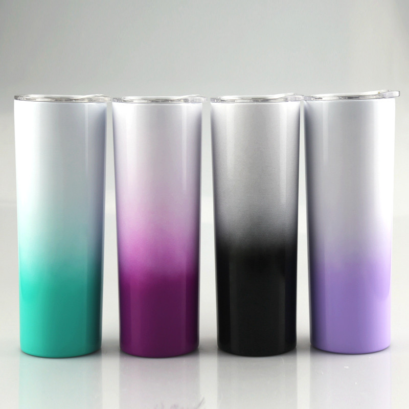 20 oz total straight gradient colorful skinny tumbler double wall vacuum ( (5)