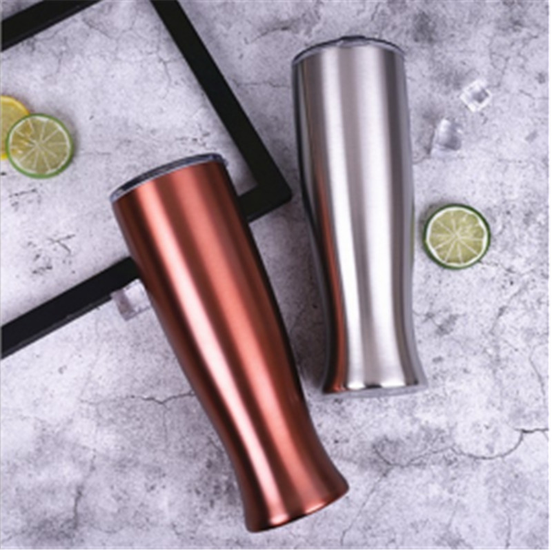 Creative 30oz double wall stainless steel vase shape cup insulated vacuum water bottle pilsner tumbler with lid05