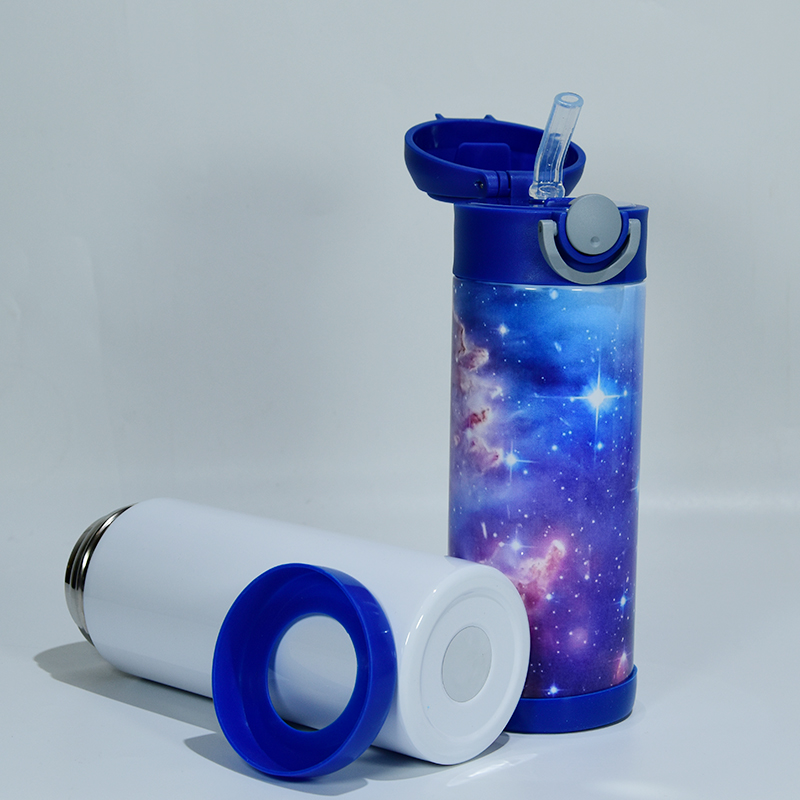 12oz Portable stainless steel vacuum bounce sublimation straight flip-top kids tumbler (5)